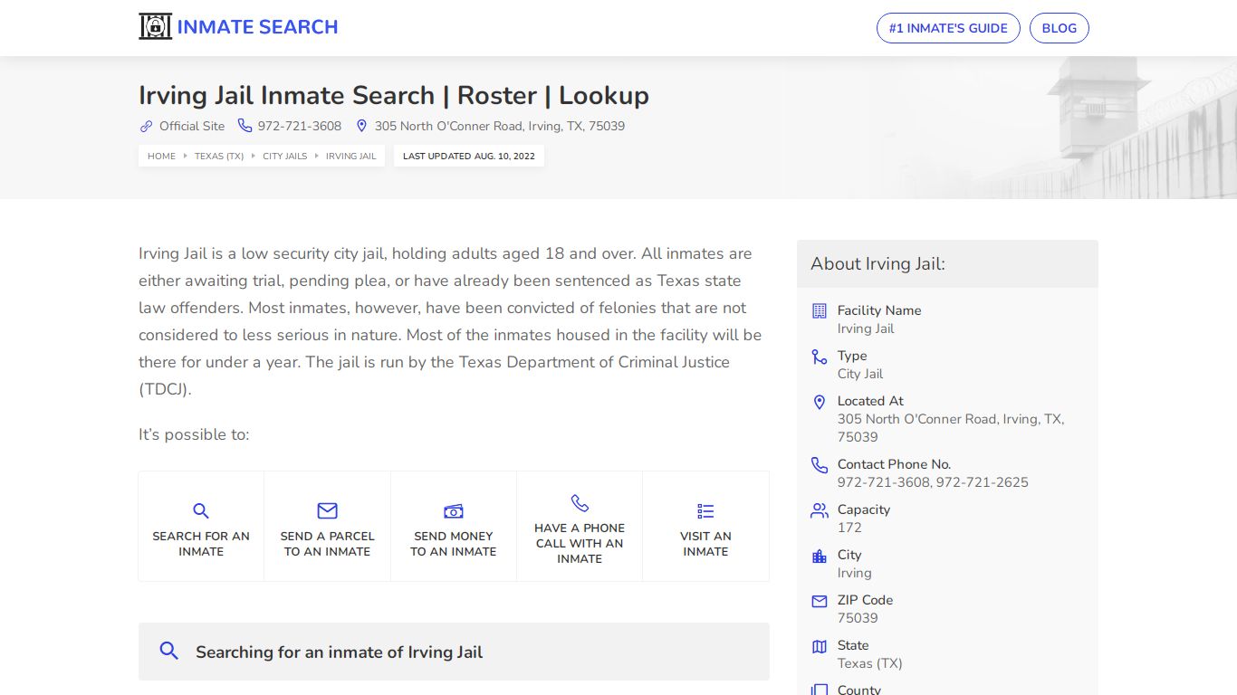 Irving Jail Inmate Search | Roster | Lookup